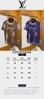 LV Tie-Dye Print Letter Crew Neck Short-Sleeve T-Shirt 2 - 图片 10