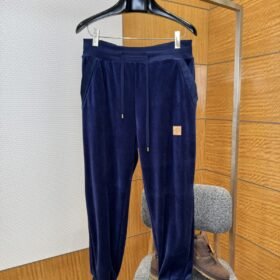 LV Velvet Solid-Color Drawstring Knit Sweatpants