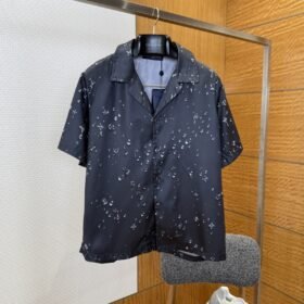 LV Water Drop Print Lapel Short-Sleeve Shirt