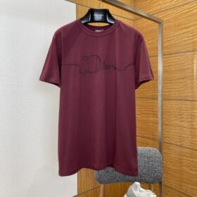 Dior Plain Knit Crew Neck Embroidered Short-Sleeve T-Shirt 1