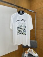 LV Snow Mountain Print Crew Neck Short-Sleeve T-Shirt