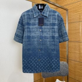 LV Jacquard Gradient Denim Short-Sleeve Shirt