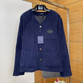 LV Pocket Leather Label V-Neck Cardigan Jacket