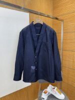 LV Jacquard Button-Down V-Neck Long-Sleeve Shirt 2
