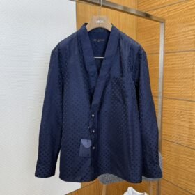 LV Jacquard Button-Down V-Neck Long-Sleeve Shirt 2