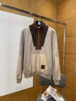 LV Half-Zip Contrast Color Stand Collar Sweatshirt