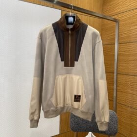 LV Half-Zip Contrast Color Stand Collar Sweatshirt