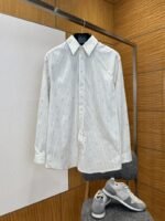 Gucci Striped Logo Long-Sleeve Collared Shirt