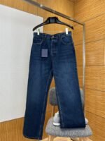 LV Long Straight-Leg Distressed Jeans