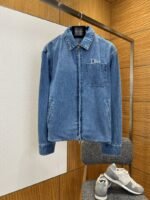 Dior Embroidered Letter Zipper Denim Jacket