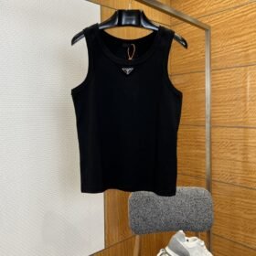 Prada Enamel Triangle Logo Sleeveless Tank Top 1