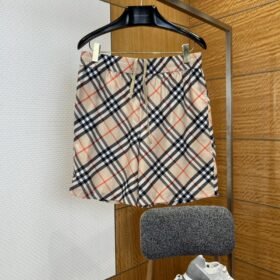 Prada Classic Checkered Drawstring Casual Shorts