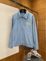 LV Hand-Embroidered Logo Lapel Denim Jacket