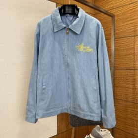 LV Hand-Embroidered Logo Lapel Denim Jacket