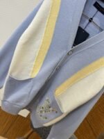 LV Pocket Embroidered V-Neck Color-Block Knit Cardigan - 图片 4