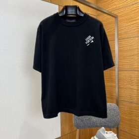LV Pin Embroidered Knit Short-Sleeve T-Shirt 5