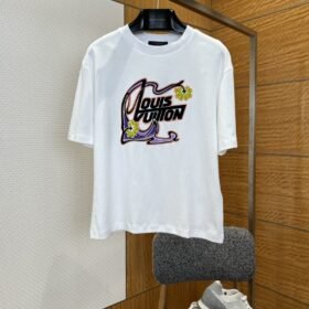 LV Graffiti Floral Print Short-Sleeve T-Shirt