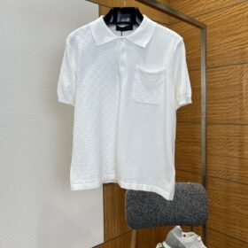LV Checkered Jacquard Knit Short-Sleeve Polo Shirt 1