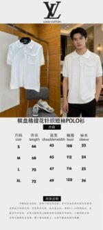LV Checkered Jacquard Knit Short-Sleeve Polo Shirt 1 - 图片 10