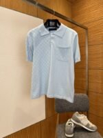LV Checkered Jacquard Knit Short-Sleeve Polo Shirt 2