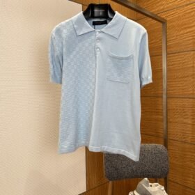 LV Checkered Jacquard Knit Short-Sleeve Polo Shirt 2