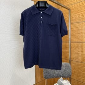 LV Checkered Jacquard Knit Short-Sleeve Polo Shirt 3