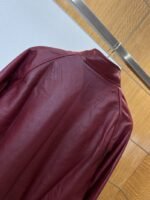 LV Gold-Embossed Zipper Stand-Up Collar Luxury Leather Jacket - 图片 5