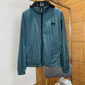 Prada Logo Reversible Detachable Hooded Jacket