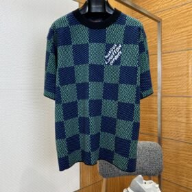 LV Classic Checkered Jacquard Knit Short-Sleeve T-Shirt 1
