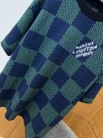 LV Classic Checkered Jacquard Knit Short-Sleeve T-Shirt 1 - 图片 4
