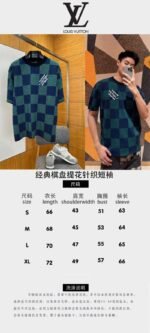 LV Classic Checkered Jacquard Knit Short-Sleeve T-Shirt 1 - 图片 10