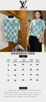 LV Classic Checkered Jacquard Knit Short-Sleeve T-Shirt 2 - 图片 10