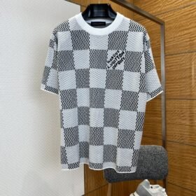 LV Classic Checkered Jacquard Knit Short-Sleeve T-Shirt 3