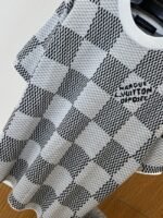 LV Classic Checkered Jacquard Knit Short-Sleeve T-Shirt 3 - 图片 4
