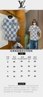 LV Classic Checkered Jacquard Knit Short-Sleeve T-Shirt 3 - 图片 10