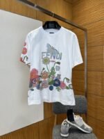 Fendi Short-Sleeve T-Shirt with Alphabet Floral Print