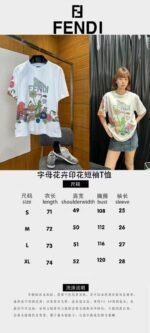 Fendi Short-Sleeve T-Shirt with Alphabet Floral Print - 图片 10