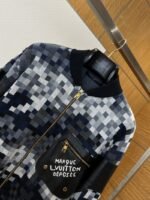 LV Pixel Check Patchwork Leather Baseball Jacket - 图片 3
