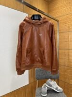 Prada Logo Letter Hooded Leather Jacket