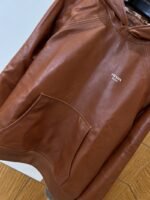 Prada Logo Letter Hooded Leather Jacket - 图片 4