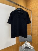 LV All-Over Print Openwork Jacquard Pocket Short-Sleeve Polo Shirt 4