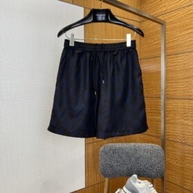 LV Checkered Jacquard Drawstring Casual Shorts