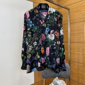 Gucci Floral All-Over Print Single-Button Long-Sleeve Shirt