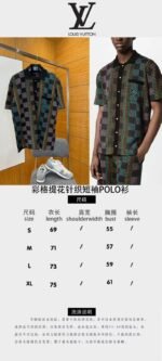 LV Checkered Jacquard Knit Short-Sleeve Polo Shirt - 图片 10
